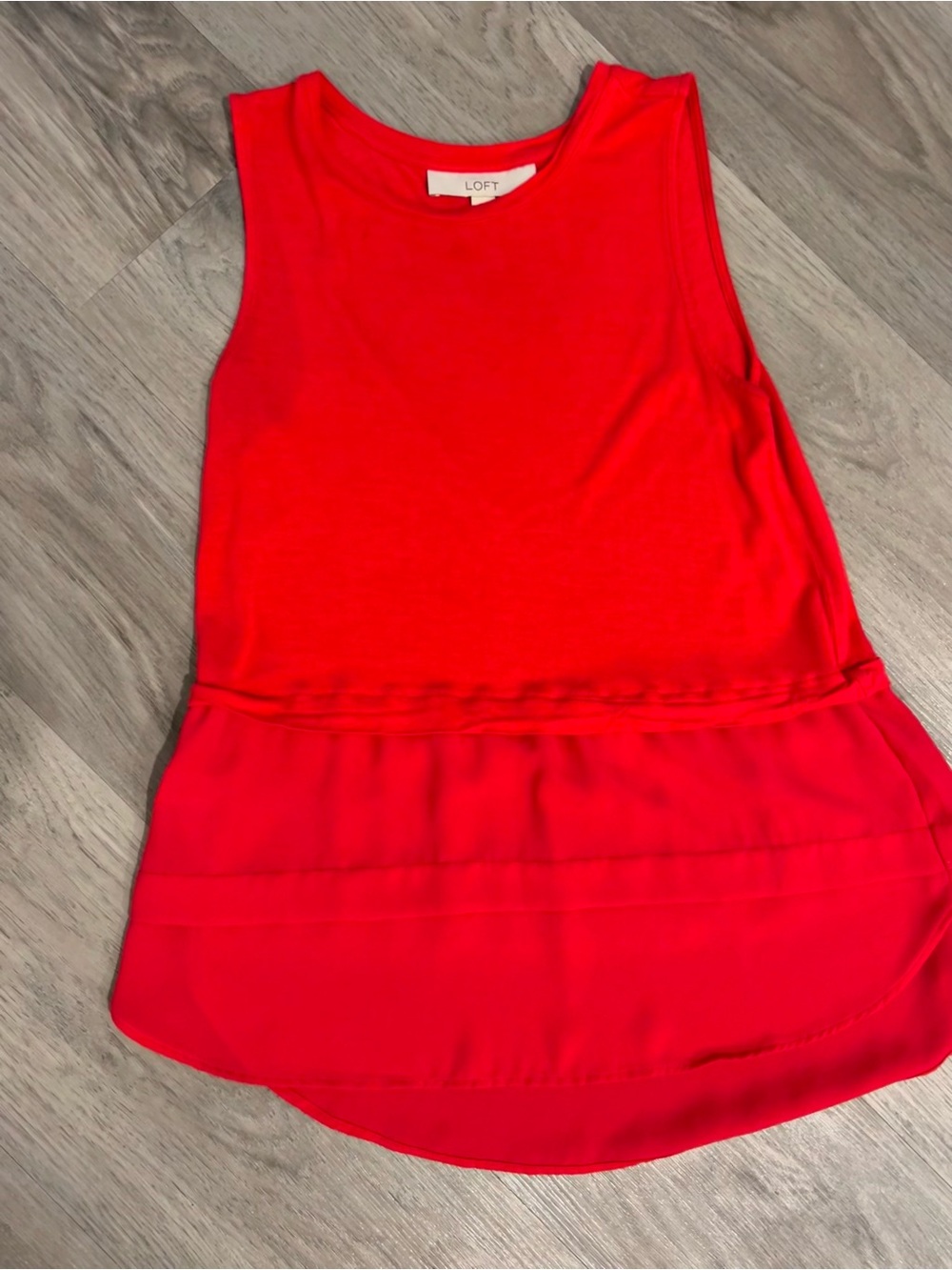 LOFT Red Sleeveless Peplum Tank Top